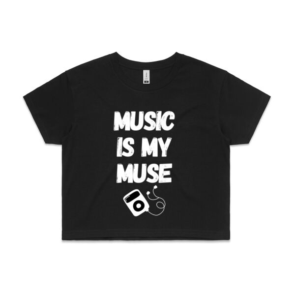Music On The Run Crop Top (Black) Thumbnail