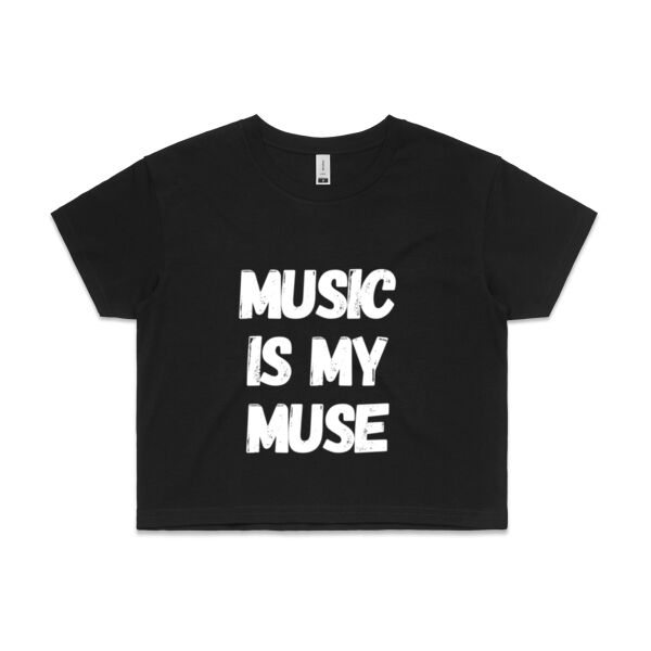 Music Lover Flagship Crop Top (Black) Thumbnail