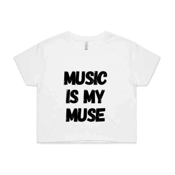 Music Lover Flagship Crop Top (White/Pink) Thumbnail